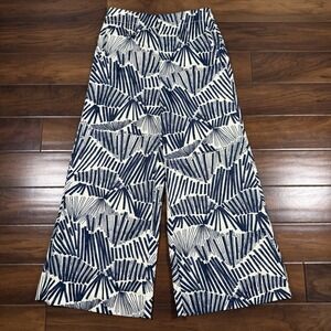By Anthropologie Women's Size 10 Blue Patterned Kirstie Wide Leg Pants